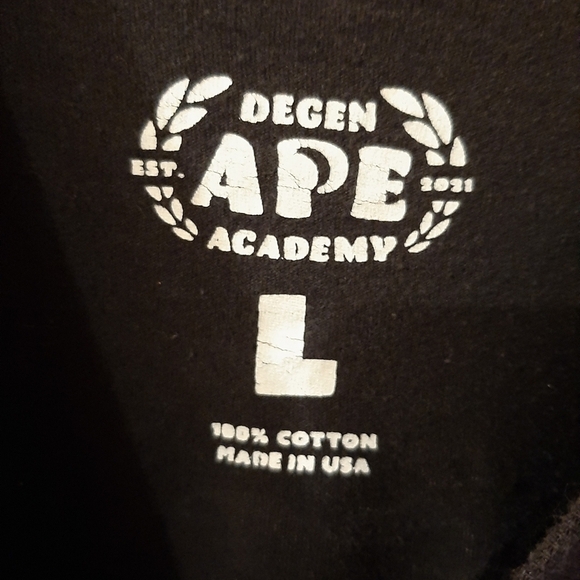 Degen Ape Academy Graphic Tee Shirt Size Large Black Blockchain - Picture 5 of 7